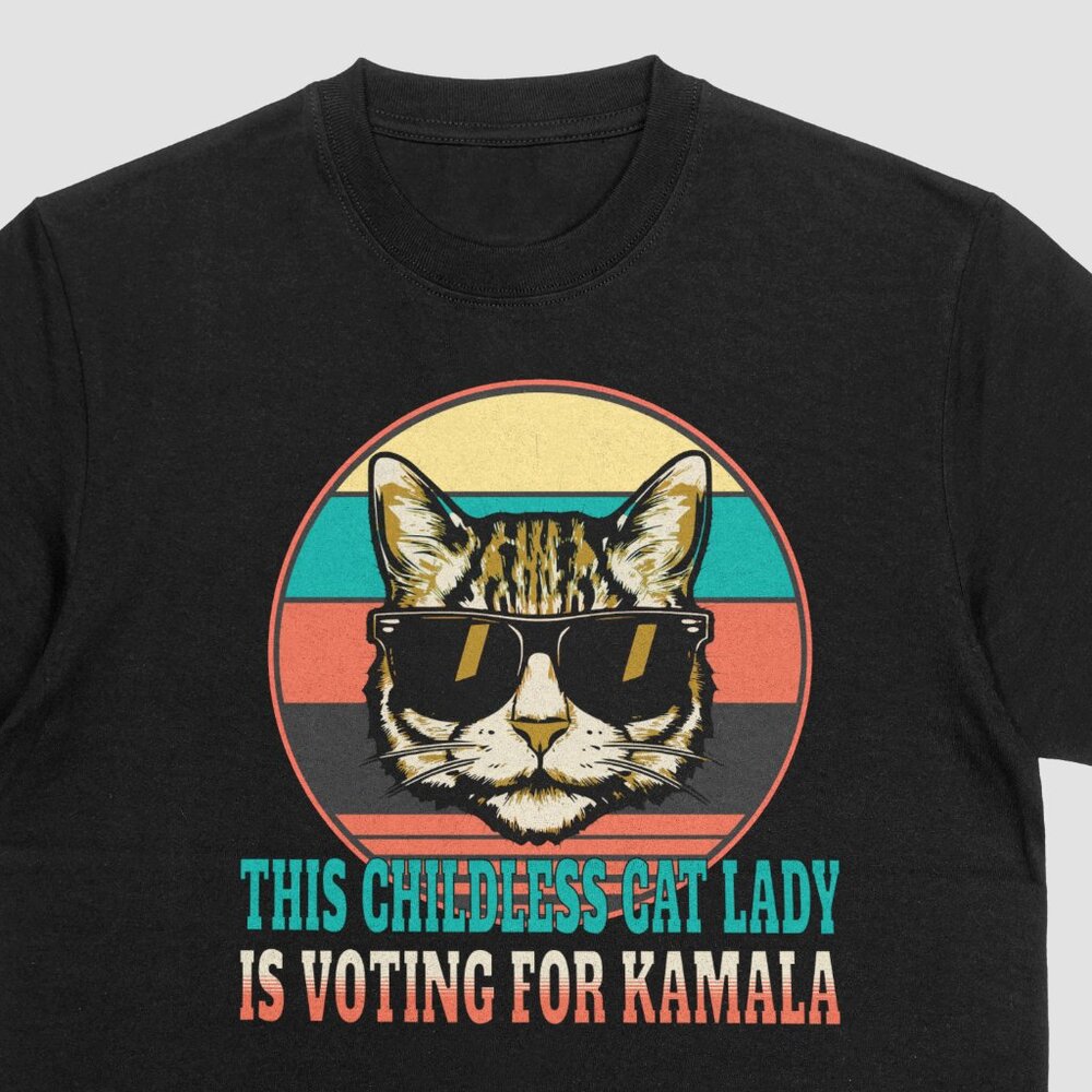 Kamala Harris Democrat Childless Cat Lady Women's T-shirt Black